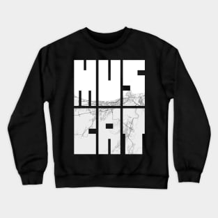 Muscat, Oman City Map Typography - Light Crewneck Sweatshirt